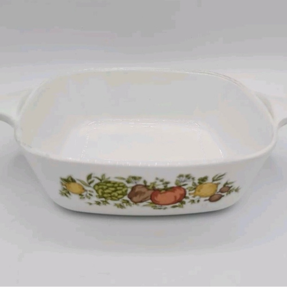 Corningware  “Spice of Life” White Casserole Dish with Fruit Design